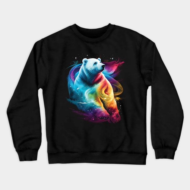 Cosmic Polar Bear Crewneck Sweatshirt by RailoImage